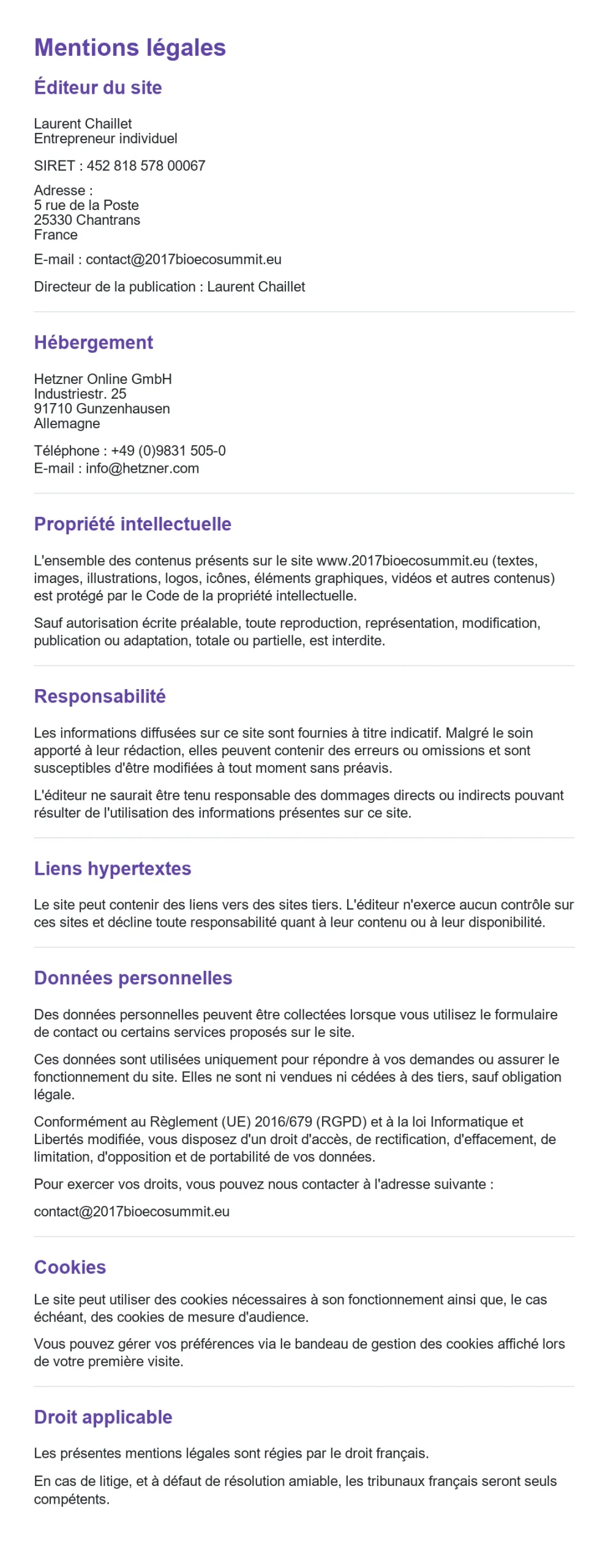Mentions legales